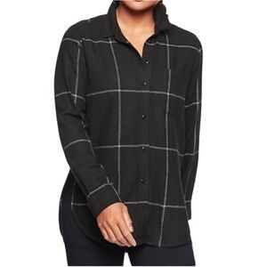 Athleta Women’s Heat Gen Flannel Shirt Size XSP Petite Black and White